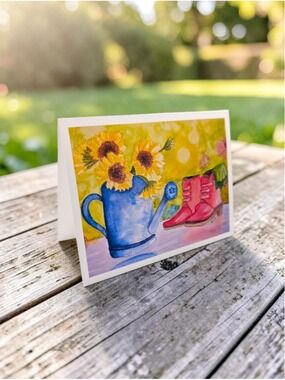 12 Watercolor Notecards: The Watering Can (4.25" x 5.5")